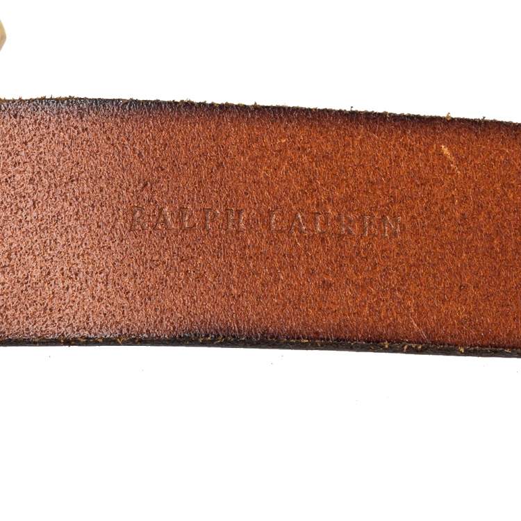 Pre Owned Ralph Lauren Tan Leather Equestrian Waist Belt 85CM