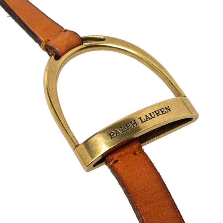 Pre Owned Ralph Lauren Tan Leather Equestrian Waist Belt 85CM