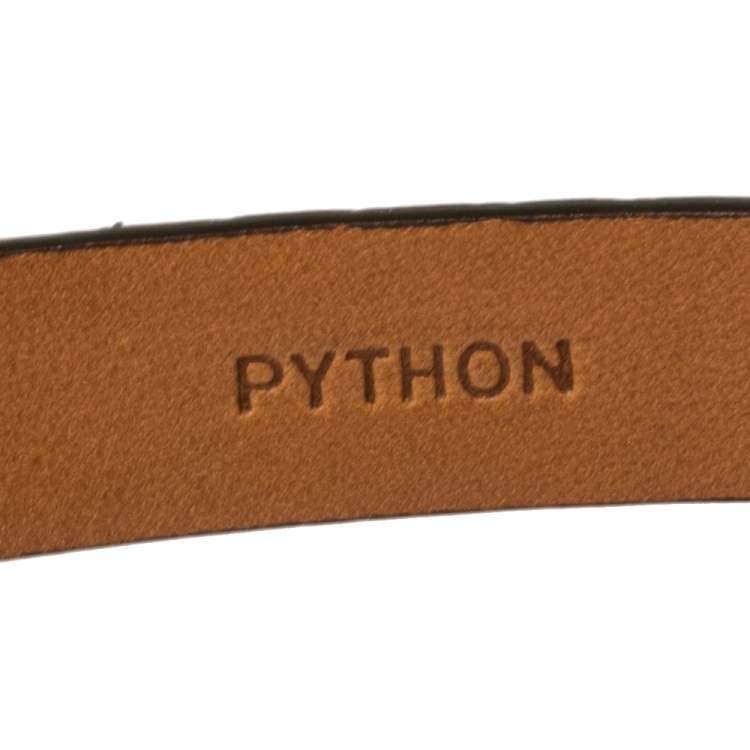 Pre Owned Ralph Lauren Metallic Bronze Python Slim Belt 85CM