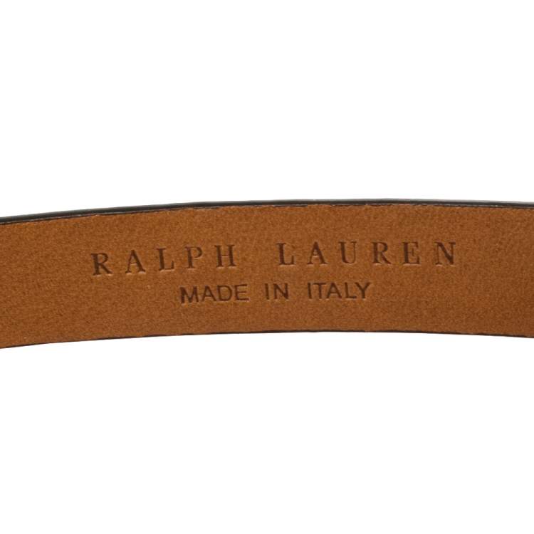 Pre Owned Ralph Lauren Metallic Bronze Python Slim Belt 85CM