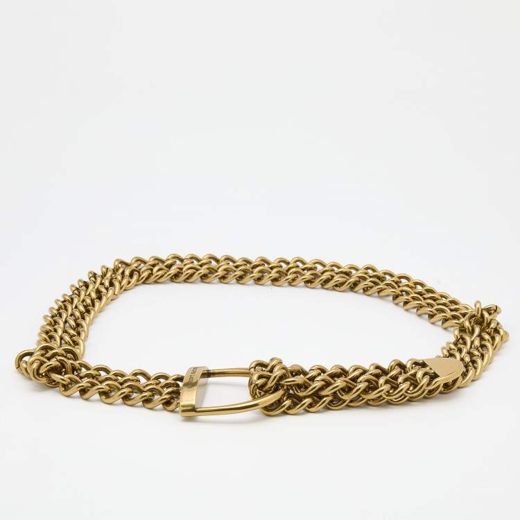 Pre Owned Ralph Lauren Metallic Brass Metal Chain Link Belt