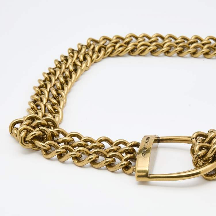 Pre Owned Ralph Lauren Metallic Brass Metal Chain Link Belt