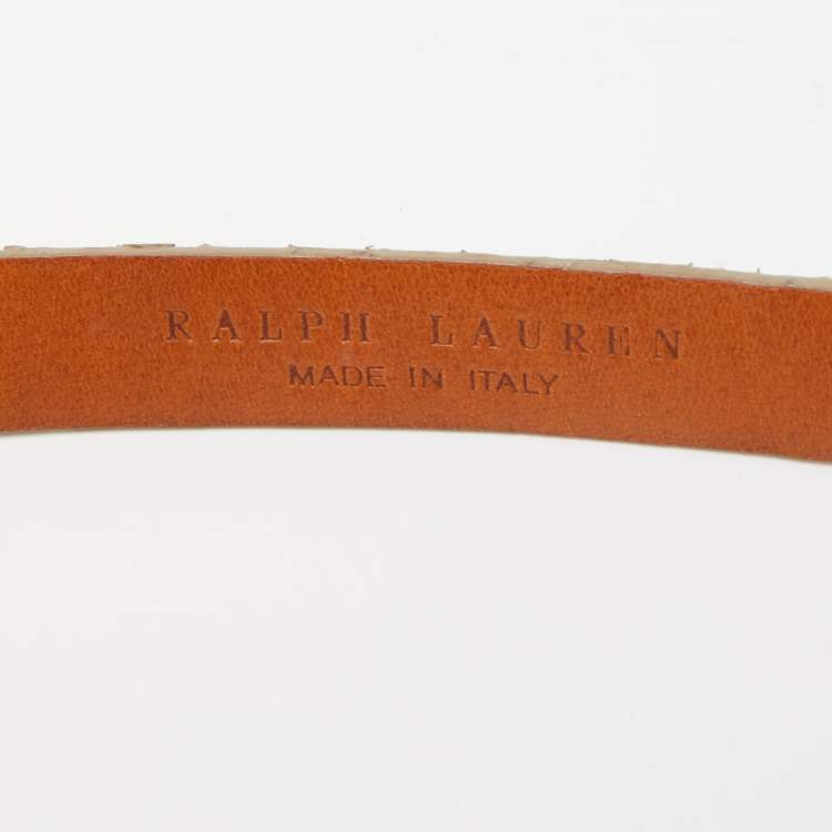 Pre Owned Ralph Lauren Gold Python Slim Waist Belt 75CM