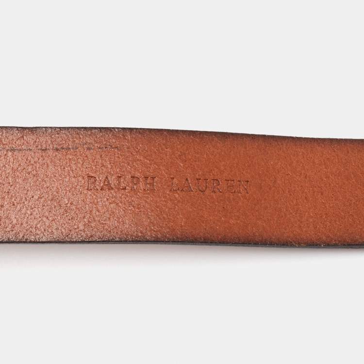 Pre Owned Ralph Lauren Brown Leather Ring Buckle Belt 