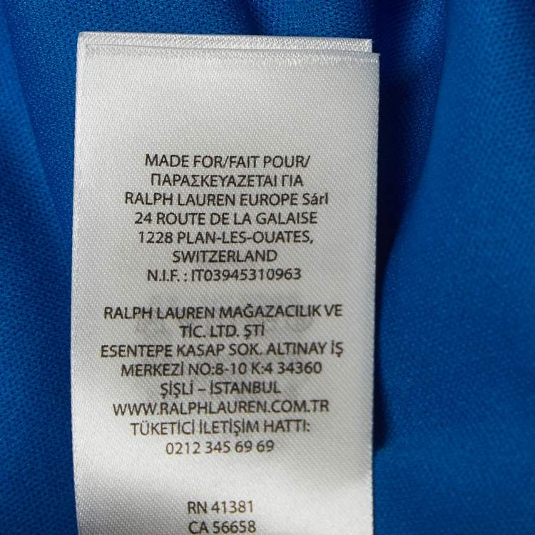 Pre Owned Ralph Lauren Blue Crepe Gathered V Neck Dress M