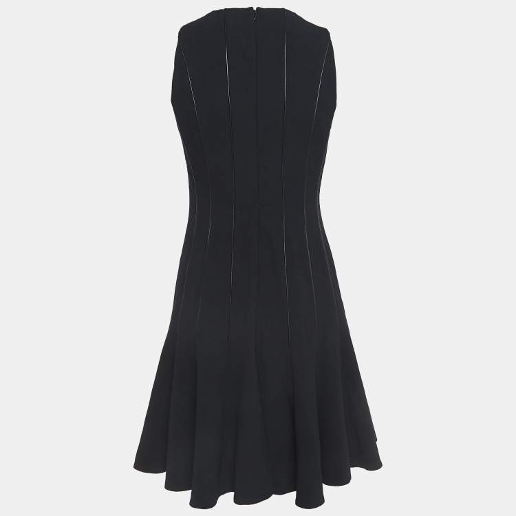 Pre Owned Ralph Lauren Black Wool Contrast Trim Mini Dress M