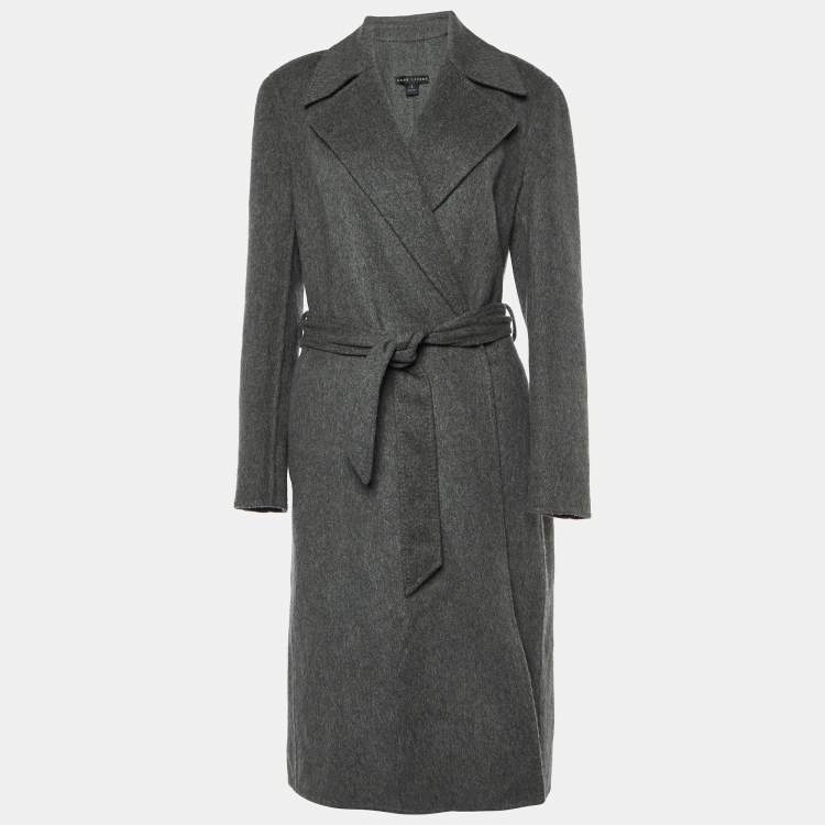 Pre Owned Ralph Lauren Grey Wool Belted Overcoat M
