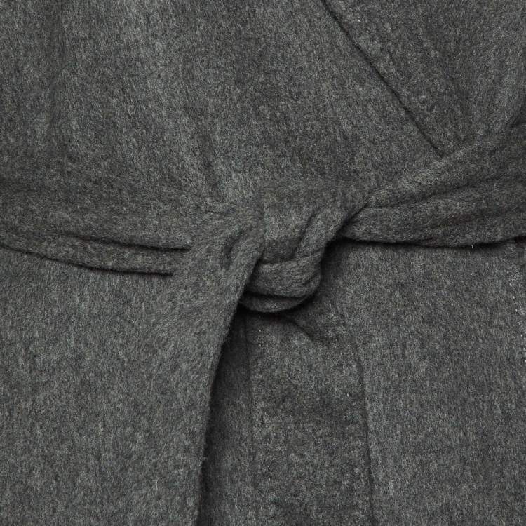 Pre Owned Ralph Lauren Grey Wool Belted Overcoat M