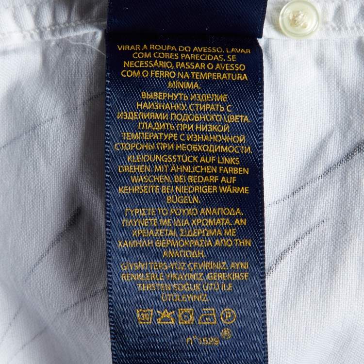Pre Owned Ralph Lauren White Printed Cotton Buttoned Down Shirt M