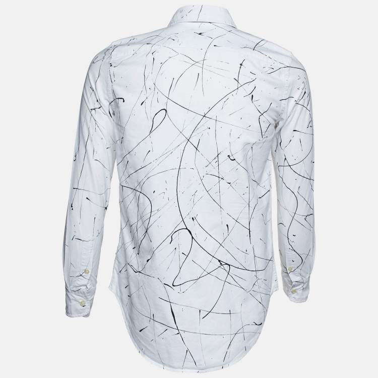 Pre Owned Ralph Lauren White Printed Cotton Buttoned Down Shirt M