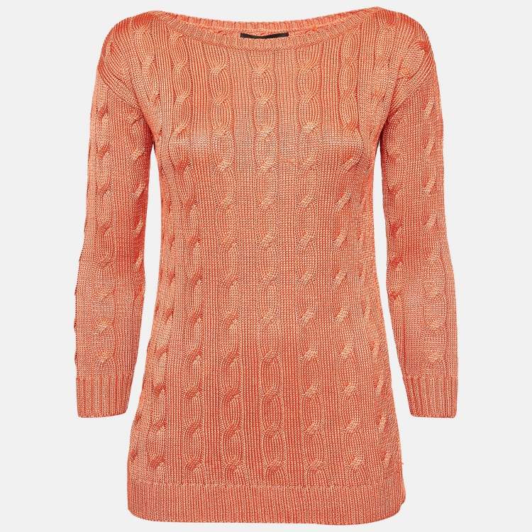 Pre Owned Ralph Lauren Orange Cable Knit Sweater XS