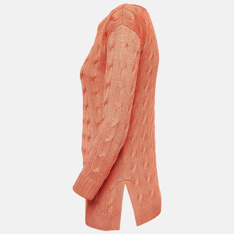 Pre Owned Ralph Lauren Orange Cable Knit Sweater XS