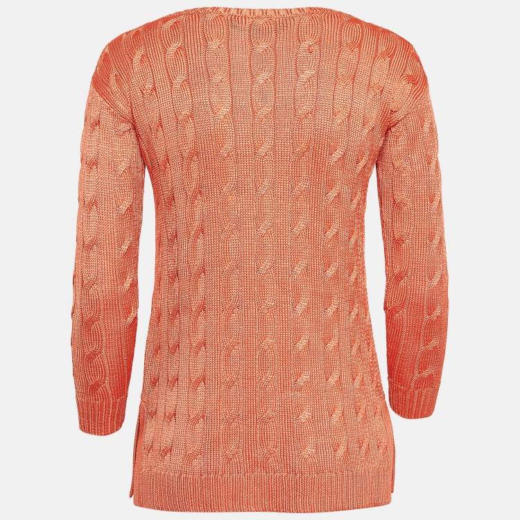 Pre Owned Ralph Lauren Orange Cable Knit Sweater XS