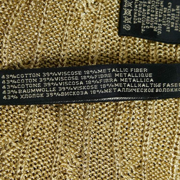 مملوكة مسبقًا Ralph Lauren Gold Cable Lurex Knit Mini Dress M