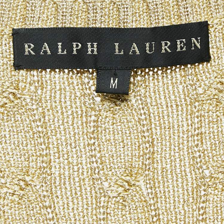 مملوكة مسبقًا Ralph Lauren Gold Cable Lurex Knit Mini Dress M