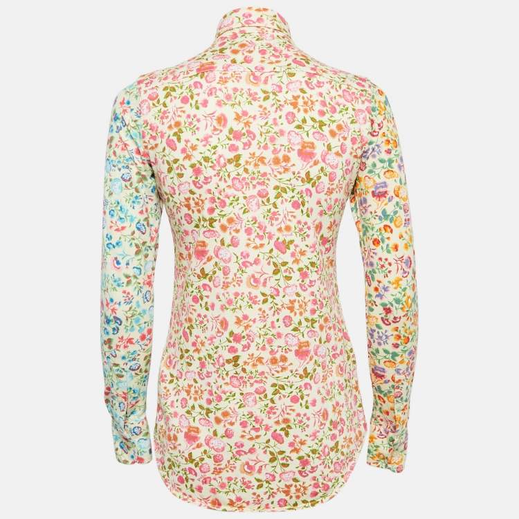 Pre Owned Ralph Lauren Multicolor Floral Cotton Knit Long Sleeve Shirt S