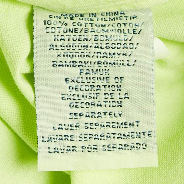 Pre Owned Ralph Lauren Neon Green Logo Embroidered Custom Fit Shirt S