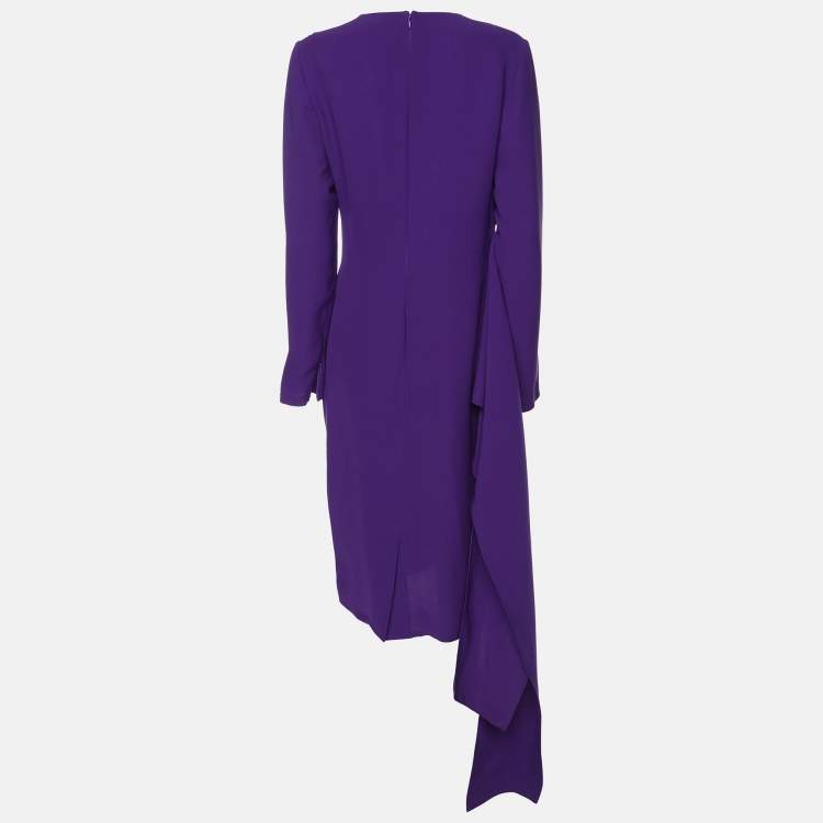 Pre Owned Ralph Lauren Purple Silk Belted Midi Dress M