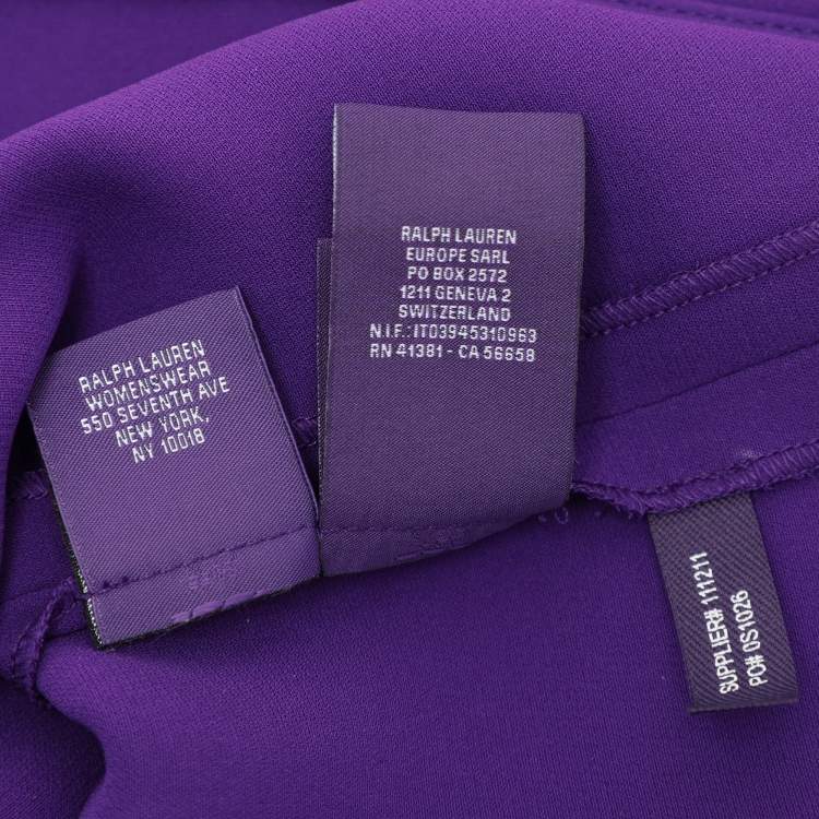 Pre Owned Ralph Lauren Purple Silk Belted Midi Dress M