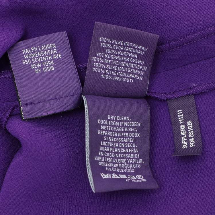 Pre Owned Ralph Lauren Purple Silk Belted Midi Dress M
