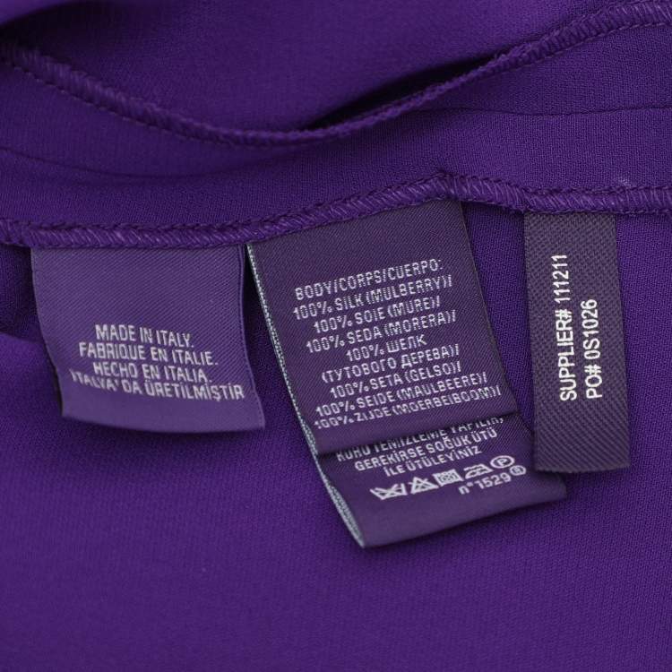 Pre Owned Ralph Lauren Purple Silk Belted Midi Dress M