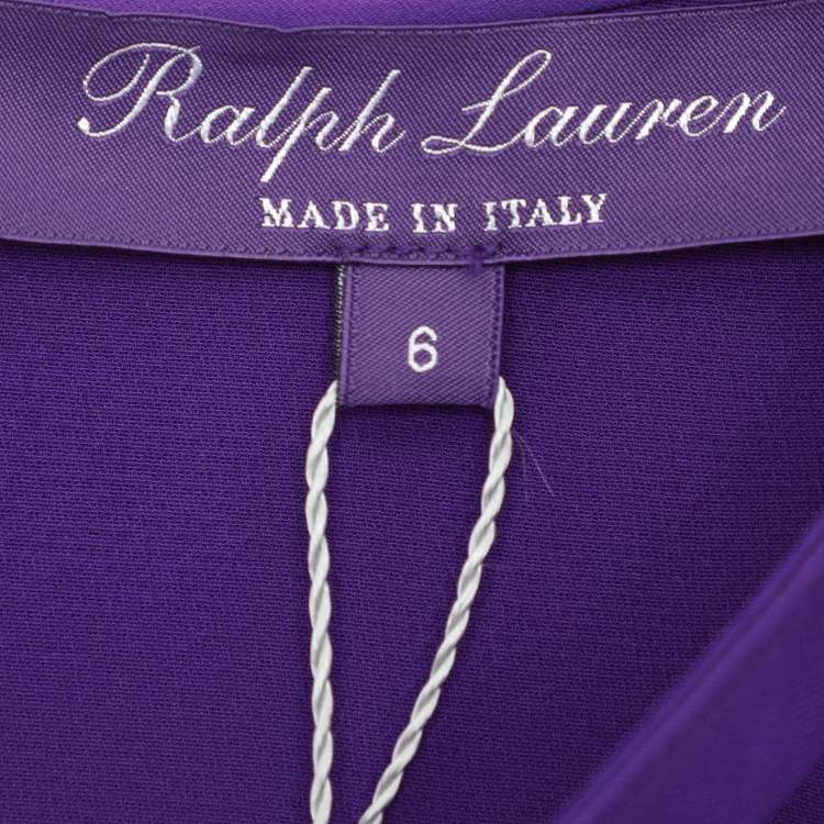 Pre Owned Ralph Lauren Purple Silk Belted Midi Dress M