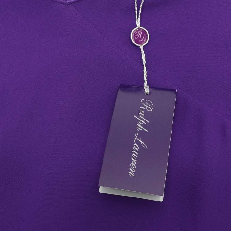 Pre Owned Ralph Lauren Purple Silk Belted Midi Dress M
