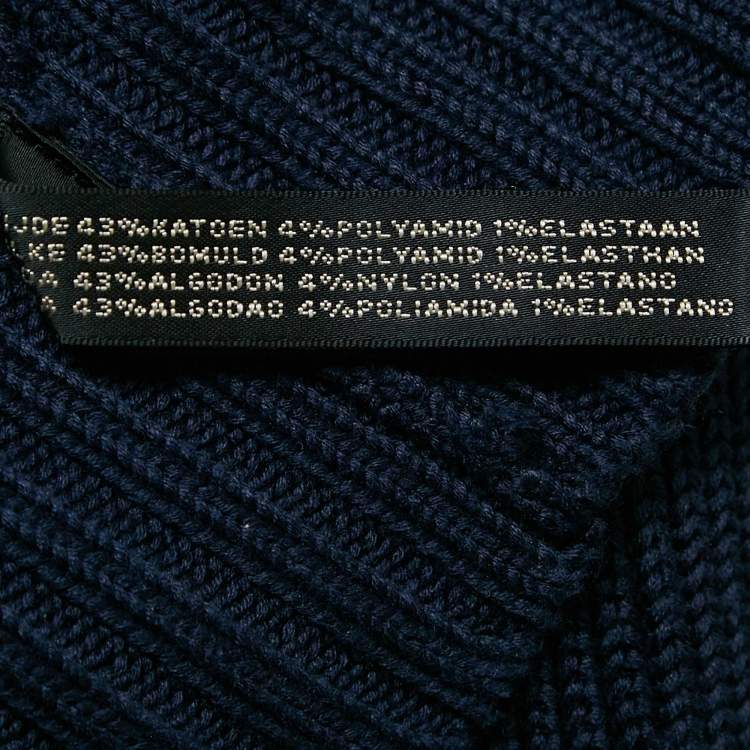مملوكة مسبقًا Ralph Lauren Navy Blue Rib Knit Double Breasted Jacket M