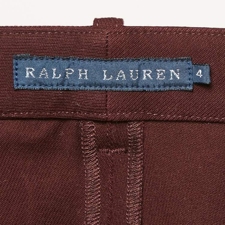 Pre Owned Ralph Lauren Burgundy Suede Trim Stretch Cotton Breeches Pants S