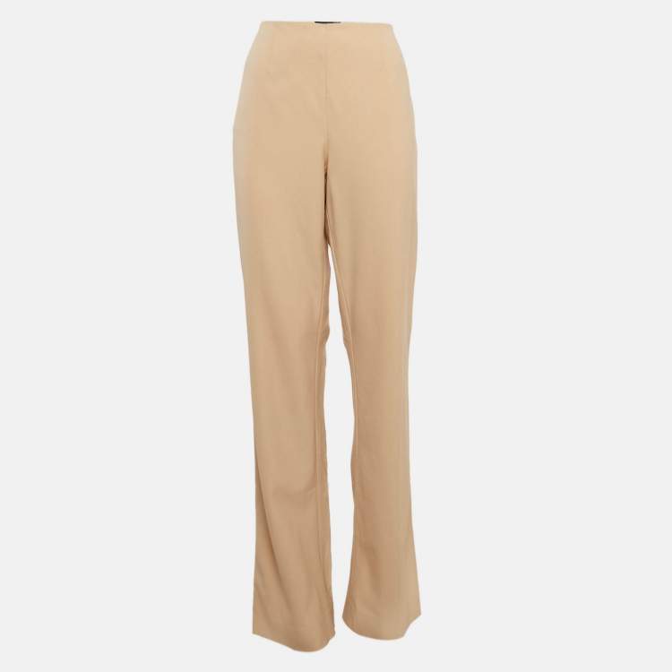 مملوكة مسبقًا Ralph Lauren Beige Stretch Wool Straight Leg Trousers L
