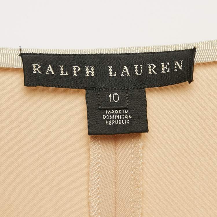 مملوكة مسبقًا Ralph Lauren Beige Stretch Wool Straight Leg Trousers L