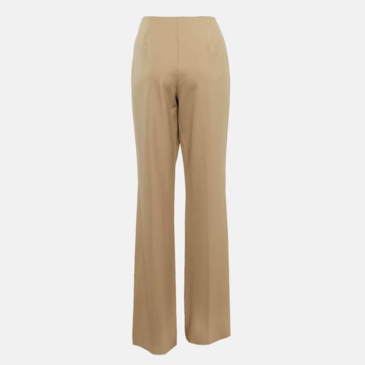 Pre Owned Ralph Lauren Beige Stretch Wool Straight Leg Trousers L