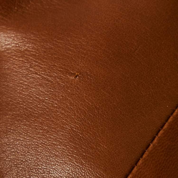 Pre Owned Ralph Lauren Brown Leather Leather Button Front Jacket M
