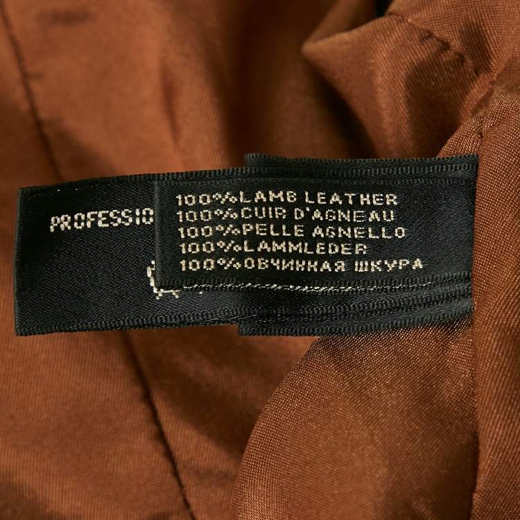 Pre Owned Ralph Lauren Brown Leather Leather Button Front Jacket M