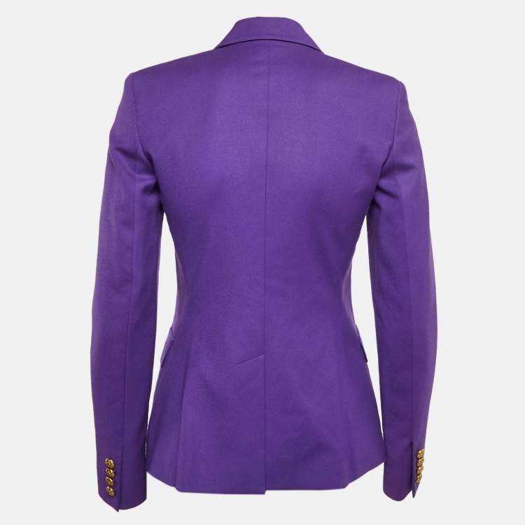 Pre Owned Ralph Lauren Purple Embroidered Wool Single Breasted Blazer S