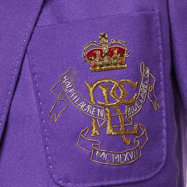 Pre Owned Ralph Lauren Purple Embroidered Wool Single Breasted Blazer S