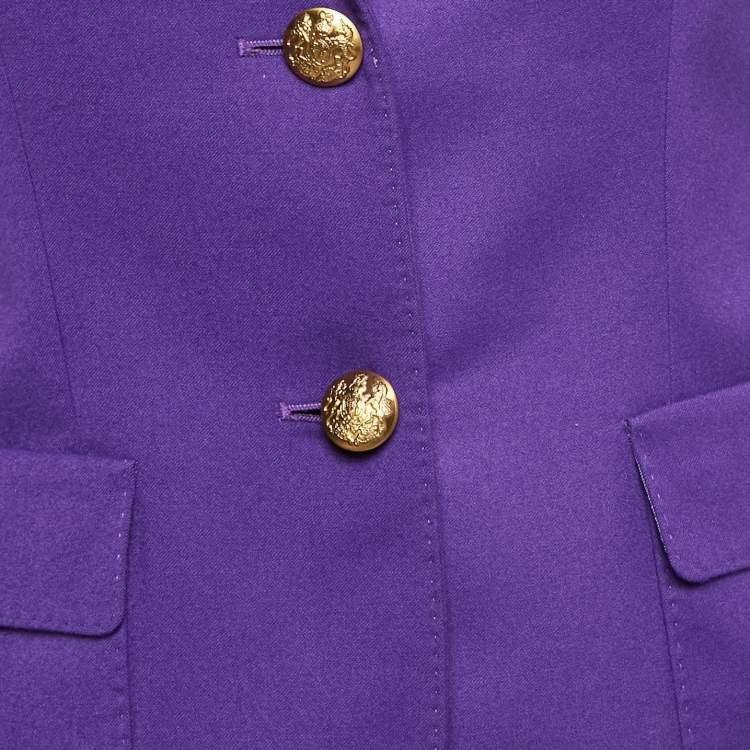 Pre Owned Ralph Lauren Purple Embroidered Wool Single Breasted Blazer S