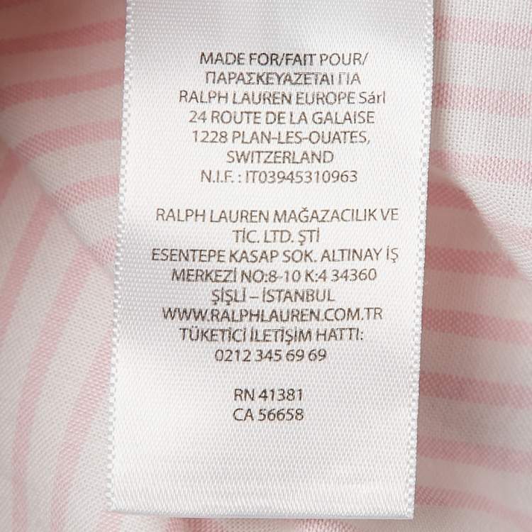 Pre Owned Ralph Lauren White/Pink Stripe Cotton Half Sleeve Shirt M