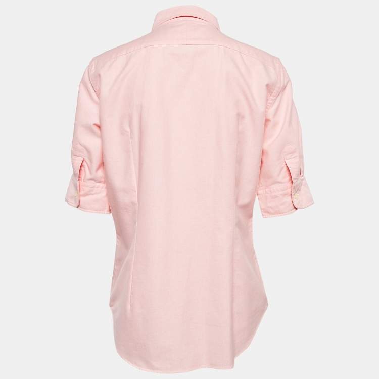 مملوكة مسبقًا Ralph Lauren Pink Cotton Slim Fit Half Sleeve Shirt M