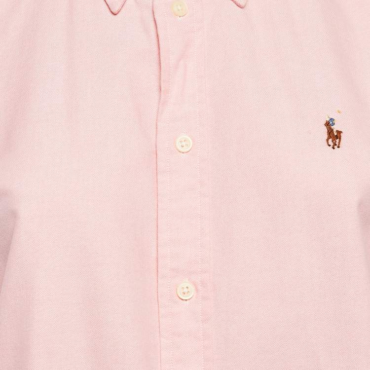 مملوكة مسبقًا Ralph Lauren Pink Cotton Slim Fit Half Sleeve Shirt M