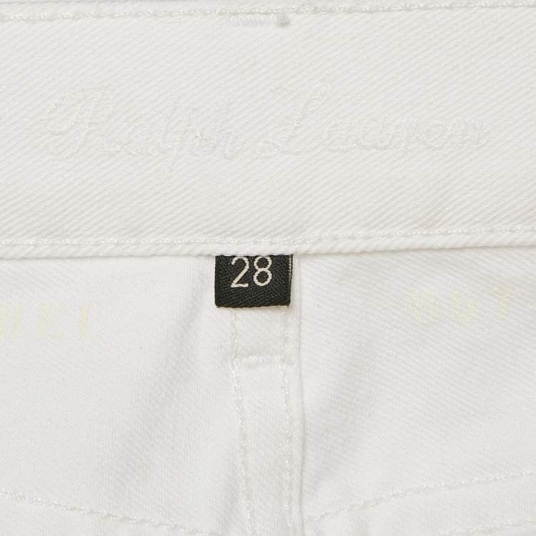 Pre Owned Ralph Lauren Black Label White Logo Embroidered Denim Jeans M Waist 28"