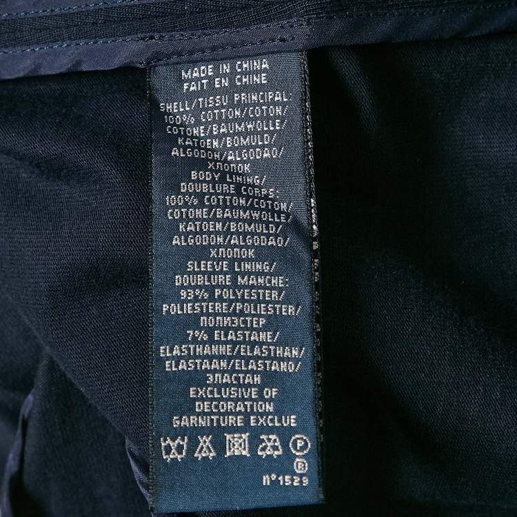 Pre Owned Ralph Lauren Navy Blue Logo Applique Cotton Single Breasted Blazer S