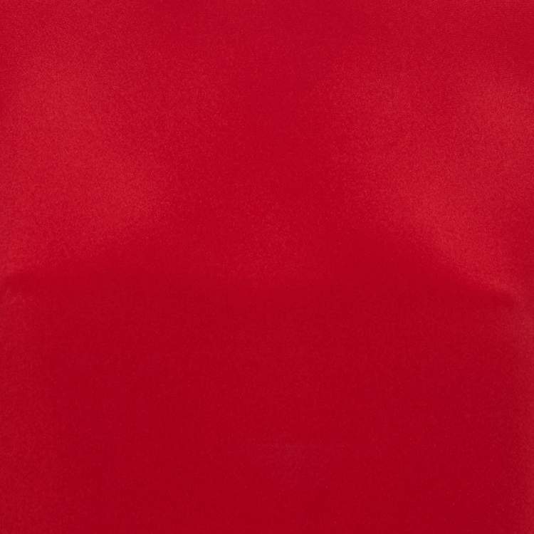 Pre Owned Ralph Lauren Red Silk Cape Detail Top M