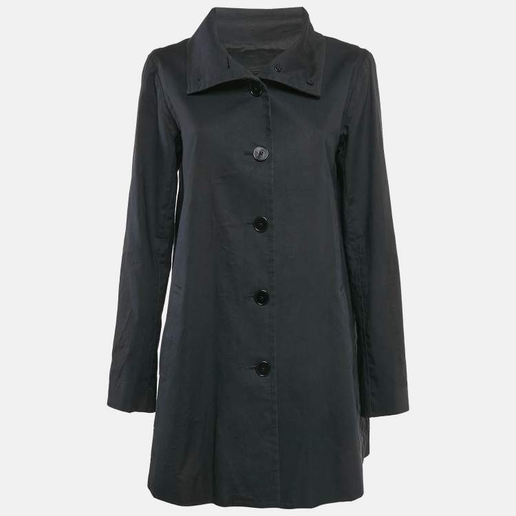 Pre Owned Ralph Lauren Black Cotton Single Breasted High Neck Coat M
