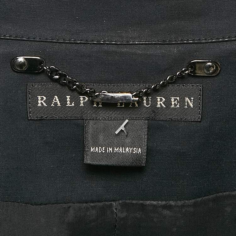 Pre Owned Ralph Lauren Black Cotton Single Breasted High Neck Coat M