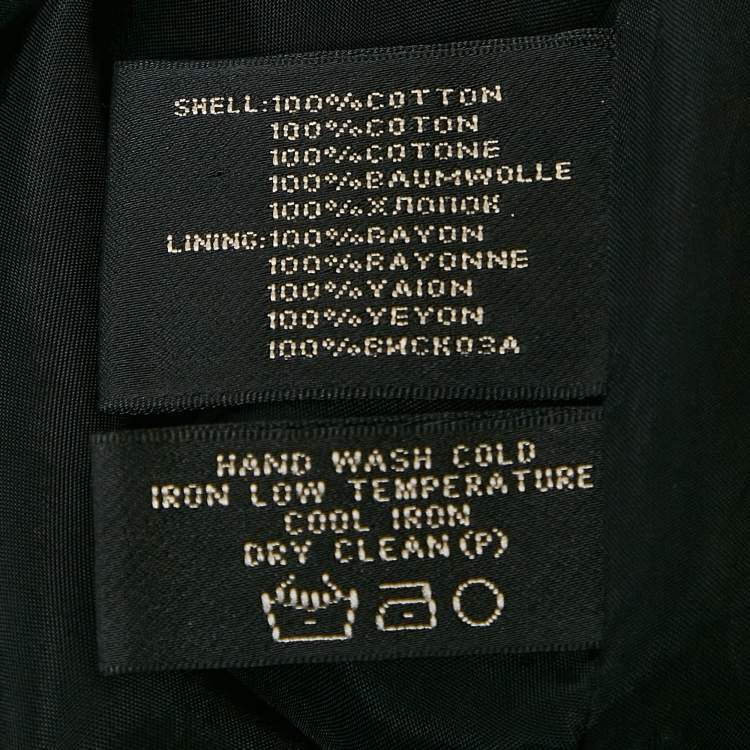 Pre Owned Ralph Lauren Black Cotton Single Breasted High Neck Coat M