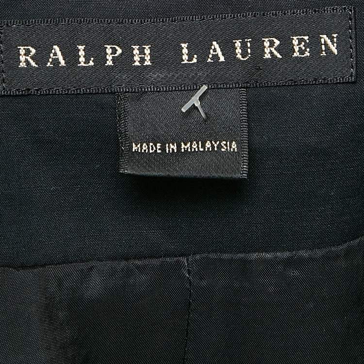 Pre Owned Ralph Lauren Black Cotton Single Breasted High Neck Coat M