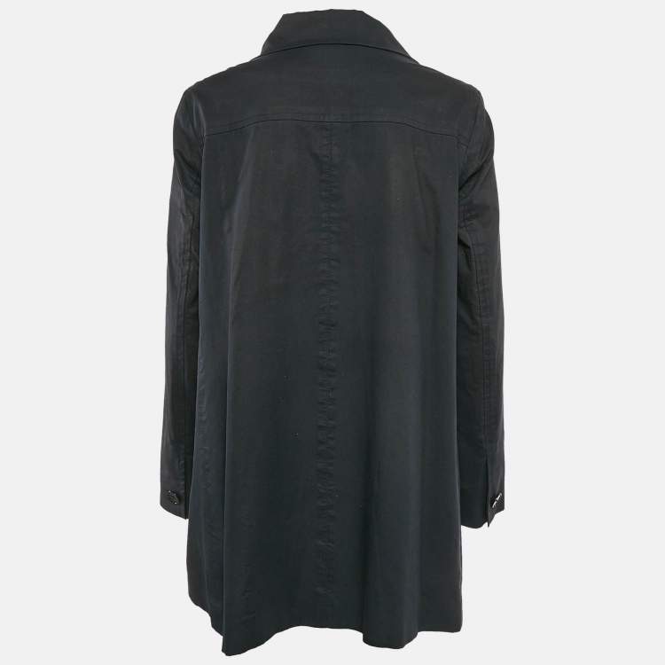 Pre Owned Ralph Lauren Black Cotton Single Breasted High Neck Coat M