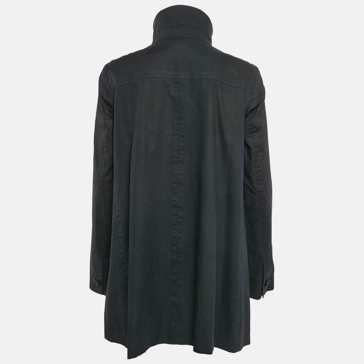 Pre Owned Ralph Lauren Black Cotton Single Breasted High Neck Coat M