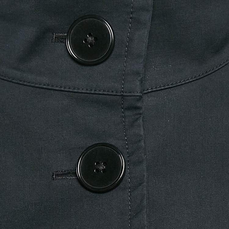 Pre Owned Ralph Lauren Black Cotton Single Breasted High Neck Coat M